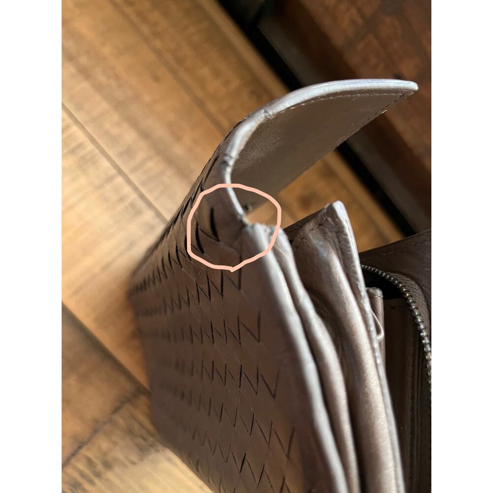 BOTTEGA VENETA Intreacciato Leather Continenta Wallet Brown/Gray W/COA and Box - Picture 13 of 16